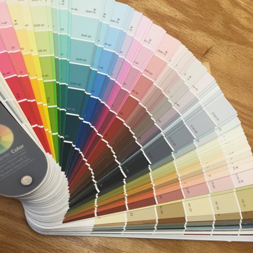 Color swatch choice for interior design and renovation. House painting color samples